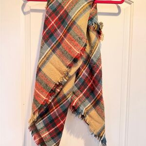 Plaid Fringe Oversized Blanket Scarf